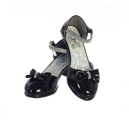 Swea Pea & Lilli Girls Black Patent Rhinestone Bella Shoes 9 Toddler-5 Kids - SophiasStyle.com